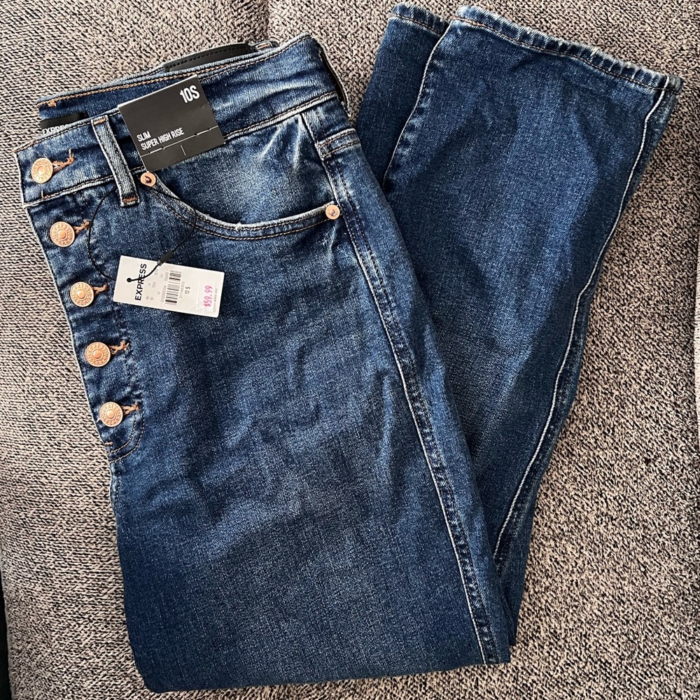 Express Dark wash Super High Rise Slim Jean NWT